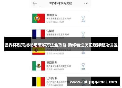 世界杯魔咒揭秘与破解方法全攻略 助你看透历史规律避免误区 世界杯魔咒揭秘与破解方法全攻略 助你看透历史规律避免误区